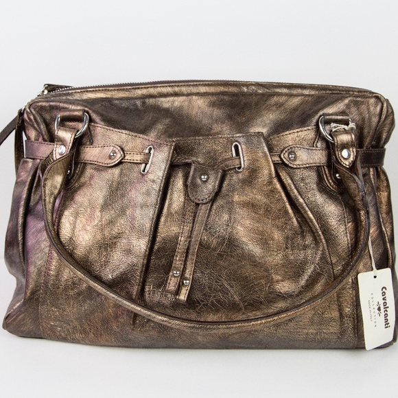 Cavalcanti Handbags - Cavalcanti Bronze Leather Satchel Handbag